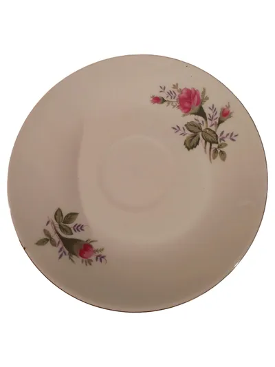 Hebei Porcelain Untertasse 01 Rosen Blumenmuster Weiß 13,5 cm Porzellan