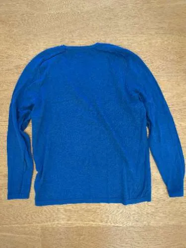 HUGO BOSS Herren Pullover V-Ausschnitt Blau Baumwolle Slim Fit XXL