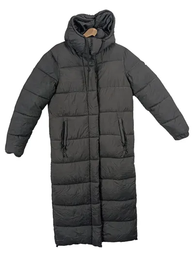 Superdry Damen Steppjacke Grau Kapuze Langarm Gr. S Outdoor Casual