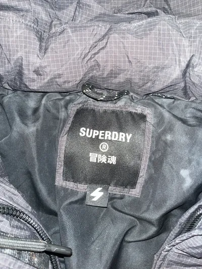 Superdry Damen Steppjacke Grau Kapuze Langarm Gr. S Outdoor Casual