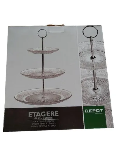 DEPOT Etagere 3-stufig Glas Metall Modern Transparent H34cm Servierplatte