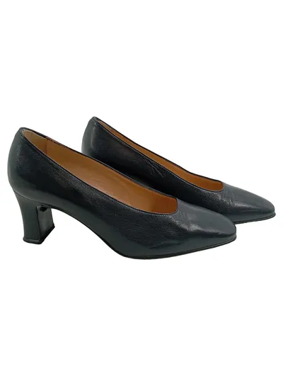 Volpino Damen Leder Pumps Business Klassisch Schwarz Gr. 36.5 Slip-On