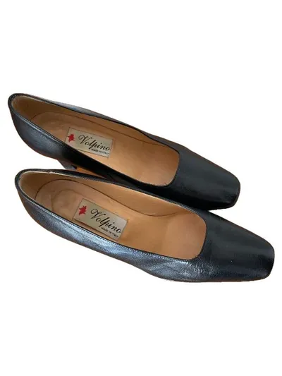 Volpino Damen Leder Pumps Business Klassisch Schwarz Gr. 36.5 Slip-On