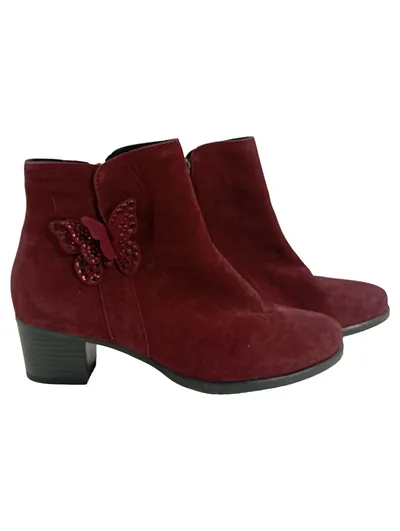 CAPRICE Damen Stiefelette Rot Gr. 41 Feminin Glitzer Schmetterling