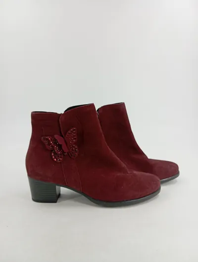 CAPRICE Damen Stiefelette Rot Gr. 41 Feminin Glitzer Schmetterling