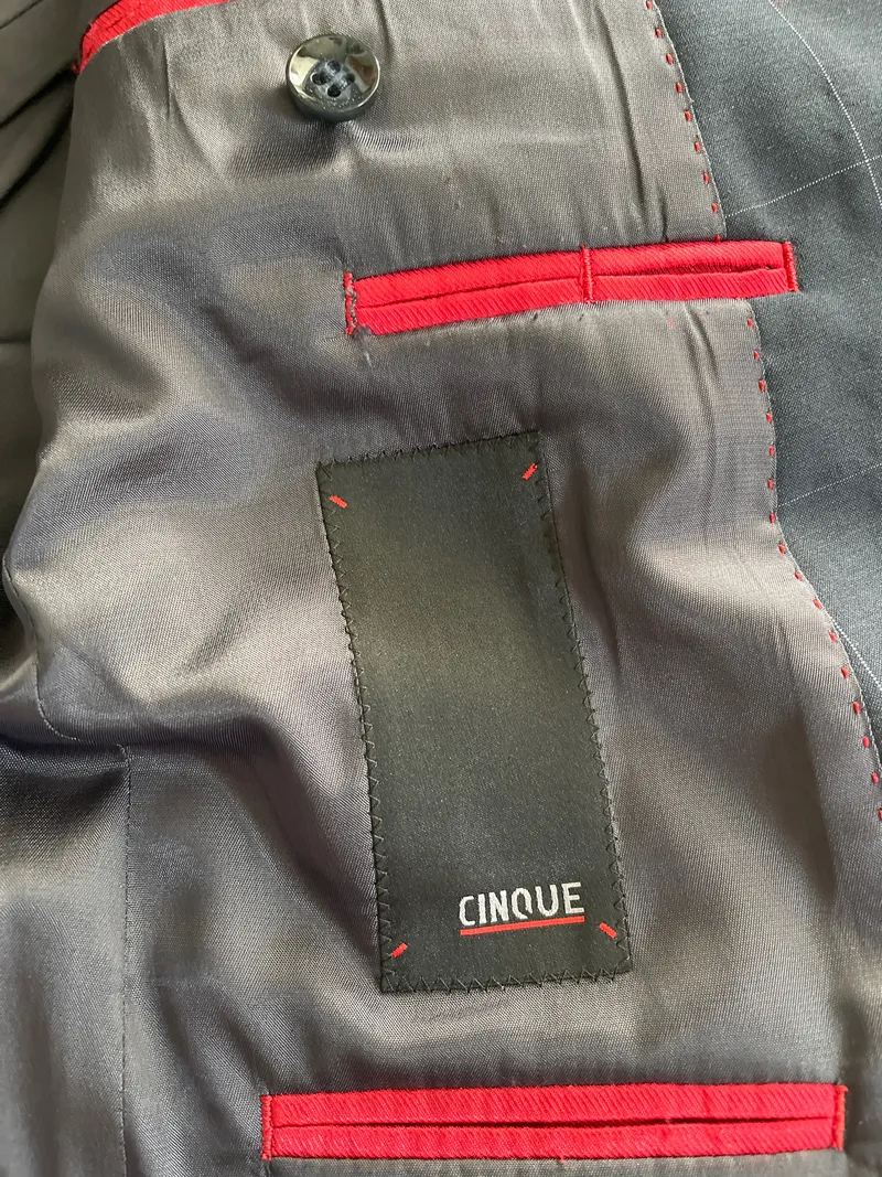 Cinque Herren Anzug Gr. 50 Blau Kariert Wolle Business Elegant 4
