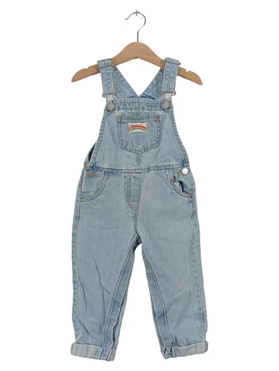 NEXT Jeans Latzhose Kinder Gr. 104 Blau Regenbogen Stickerei