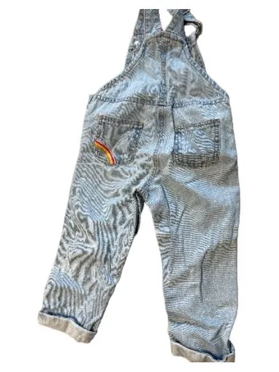 NEXT Jeans Latzhose Kinder Gr. 104 Blau Regenbogen Stickerei