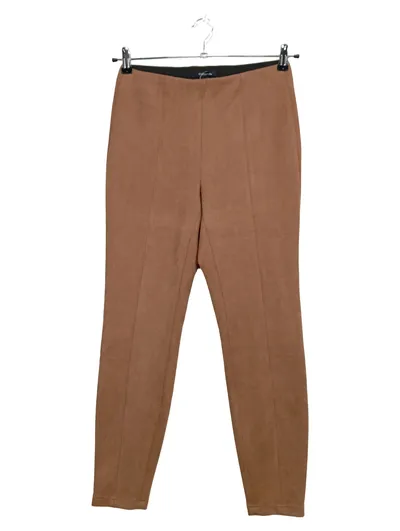Comma Damen Leggings Kunstleder-Optik Braun Gr. 36 Elegant