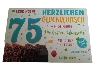 Gutsch Verlag Glückwunschkarte 75. Geburtstag Mehrfarbig Grußkarte