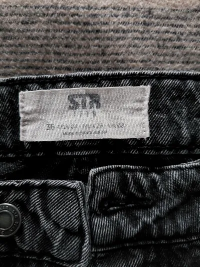 Stradivarius STR Teen Jeans Regular Fit Damen Gr. 36 Grau Baumwolle