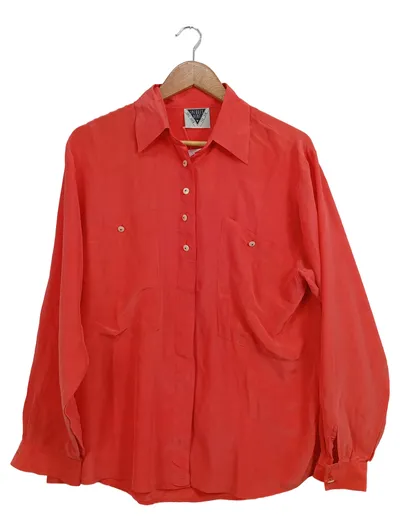 Jacques Vert Damen Hemdbluse Rot Elegant Gr. 38/M Langarm Polyester