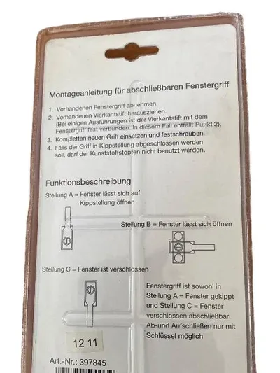 HELLWEG Fensterschloss abschließbar Fenstergriff Weiß