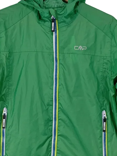 CMP Kinder Regenjacke Outdoorjacke Gr. 152 Grün Kapuze Reißverschluss
