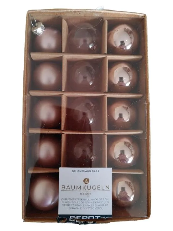 DEPOT Baumkugeln Gold Glas 15 Stück ca. 3cm Weihnachtsdekoration 1