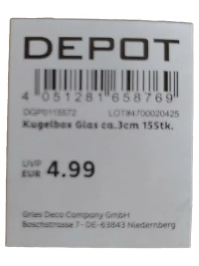 DEPOT Baumkugeln Gold Glas 15 Stück ca. 3cm Weihnachtsdekoration