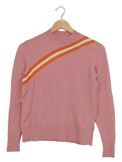 Calvin Klein Damen Pullover Rosa Retro Streifen Orange Weiß Gr. XS