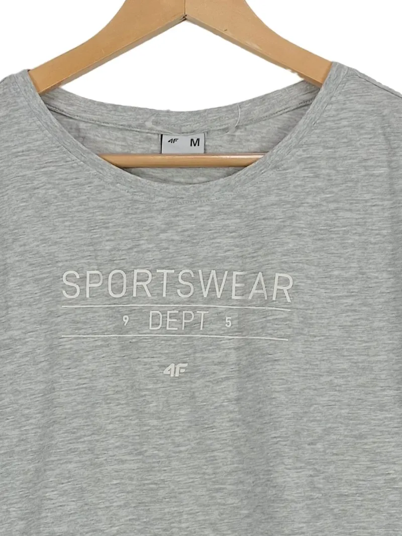 4F Damen T-Shirt Sportswear Dept Gr. M Grau Meliert Cropped 3