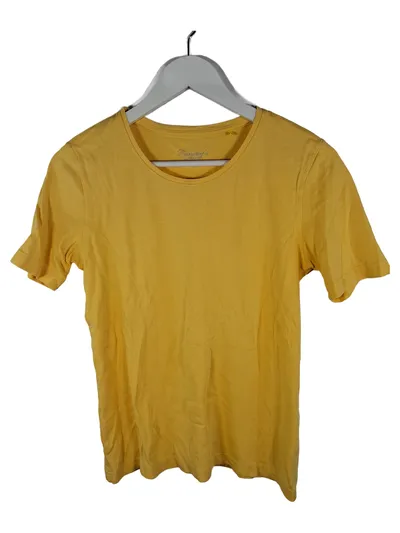 CARNABY'S London Damen T-Shirt Gr. 40/L Gelb Basic Baumwolle Kurzarm