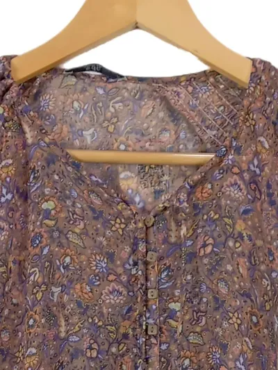 EDC Bluse Damen Langarm Blumenmuster Rüschen Mehrfarbig Gr. 38/M