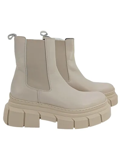 KALTUR Damen Stiefelette Chelsea Boots Gr. 40 Beige Modern Plateau