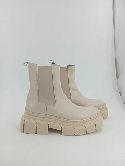 KALTUR Damen Stiefelette Chelsea Boots Gr. 40 Beige Modern Plateau