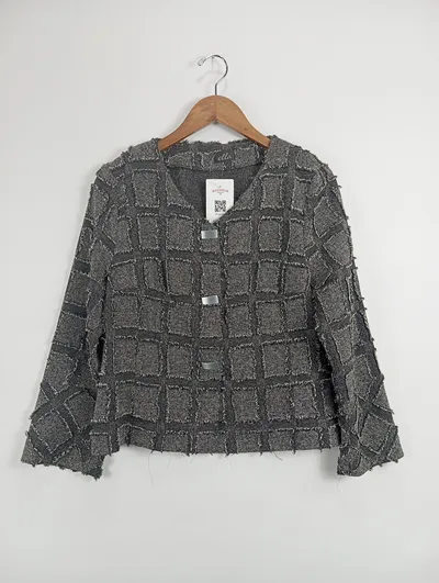 ELLA Damen Strickjacke Gr. 36/S Grau Modern Strukturmuster