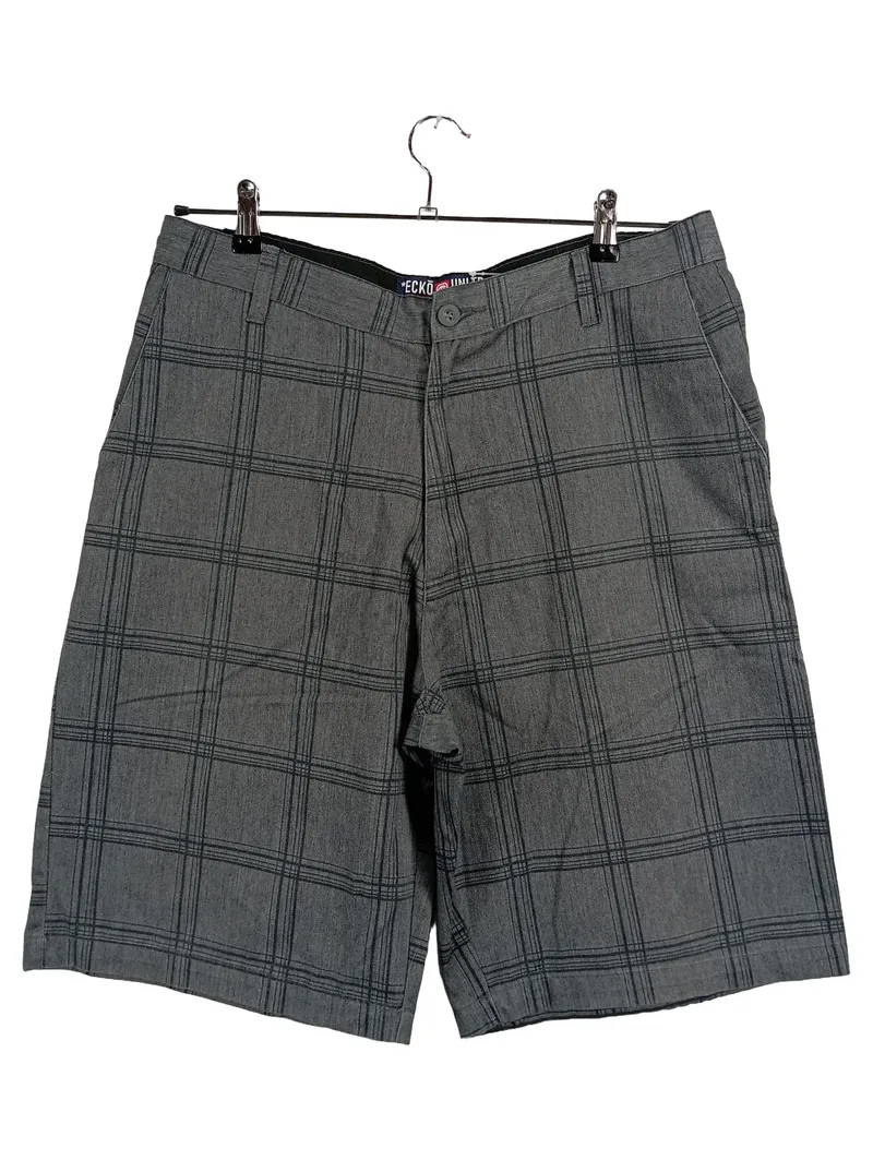 Ecko Unltd. Shorts Herren S Grau Kariert Streetwear Bermuda 1