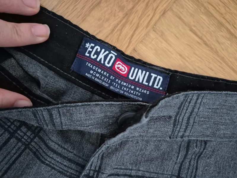 Ecko Unltd. Shorts Herren S Grau Kariert Streetwear Bermuda 5