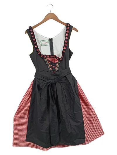 Trachtenpoint Dirndl Trachtenkleid Damen Gr. 36 Schwarz Rot Kariert