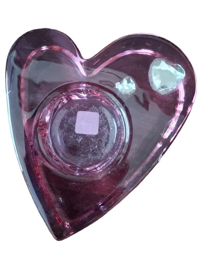 PartyLite Herz Teelichthalter Glas Rosa Romantisch Kerzenhalter