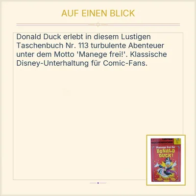 Walt Disney Lustige Taschenbücher Nr. 113 Manege frei für Donald Duck