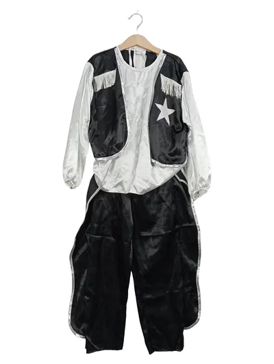 Magomora Kinder Cowboy Kostüm Set Gr. 140 Schwarz Weiß Fasching Karneval