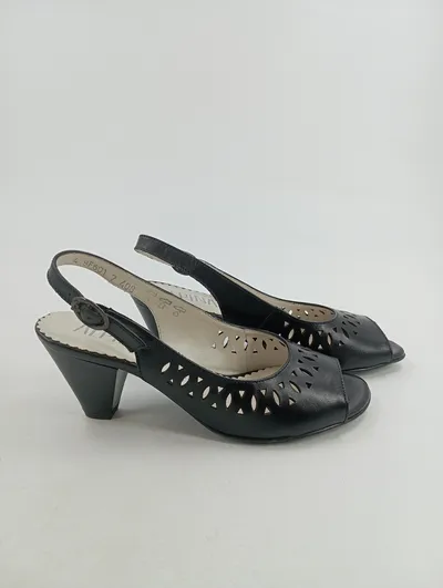 ALPINA Slingpumps Damen Slingback Schuhe Gr. 38 Schwarz Elegant Lochmuster