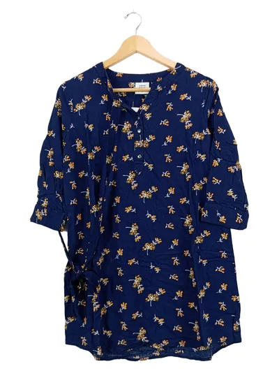 Mamalicious Damen Bluse S Blau Blumenmuster 3/4 Arm Casual
