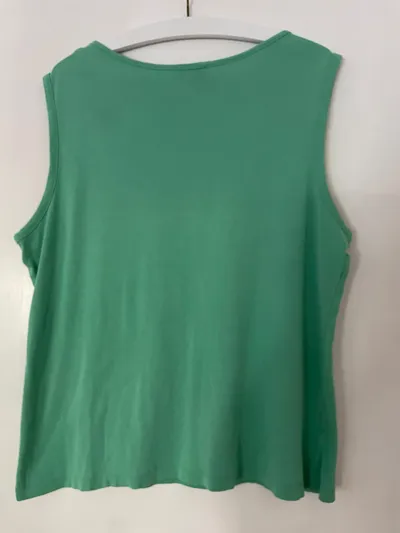Cassani Damen Top Gr. 48 Grün Casual Rippstrick Ärmellos