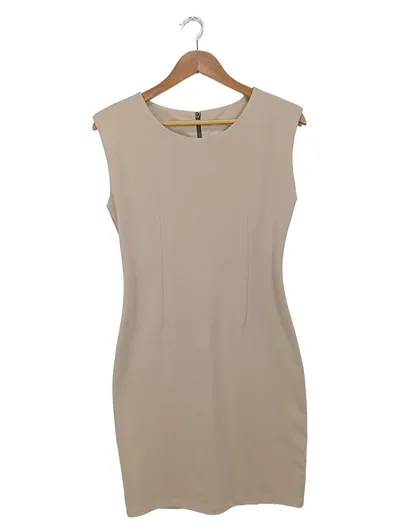 SOKY & SOKA Damen Businesskleid Gr. 36/S Beige Elegant Ärmellos