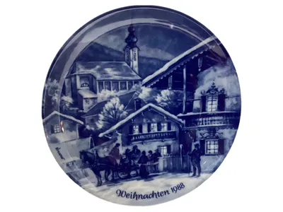 Berlin Design Platzteller Weihnachten 1988 Porzellan Blau Weihnachtlich