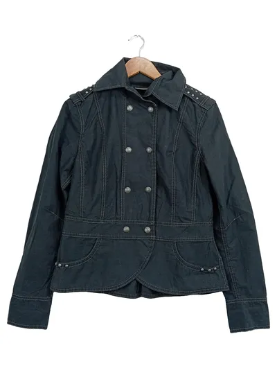 MEXX Damen Blouson Jacke Gr. 38 Schwarz Modern Nieten