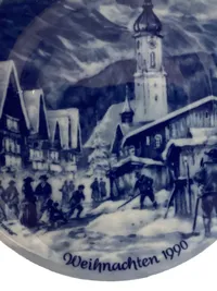 Berlin Design Sammelteller Weihnachten 1990 Porzellan Winterdorf Mehrfarbig 6