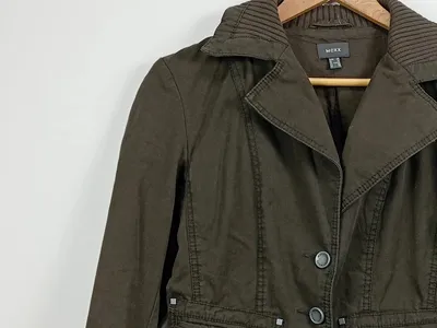 MEXX Damen Sweatjacke Gr. 40/L Oliv Casual Baumwolle