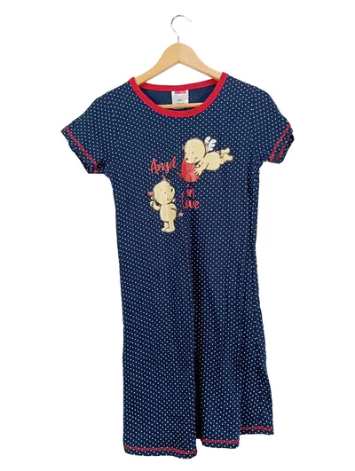 Steinbeck Damen Nachthemd mit Engel-Motiv Blau Gepunktet Gr. 36/S
