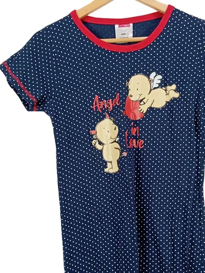 Steinbeck Damen Nachthemd mit Engel-Motiv Blau Gepunktet Gr. 36/S