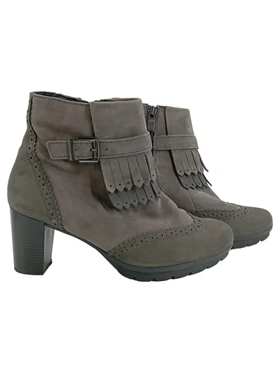 CAPRICE Damen Stiefelette Grau Gr. 38 Elegant Fransen Leder