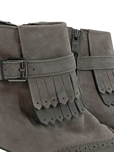 CAPRICE Damen Stiefelette Grau Gr. 38 Elegant Fransen Leder
