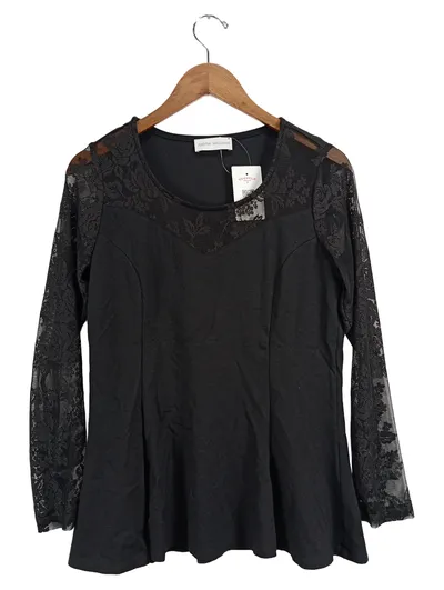 Judith Williams Damen Langarmshirt Spitze Schwarz Gr. 38/M