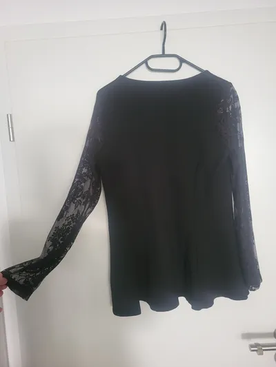 Judith Williams Damen Langarmshirt Spitze Schwarz Gr. 38/M