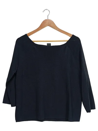 s.Oliver Black Label Damen Langarmshirt Gr. 44 Schwarz Lochmuster