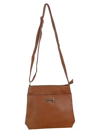 KANIA Damen Umhängetasche Braun Casual Kunstleder mit Pochette