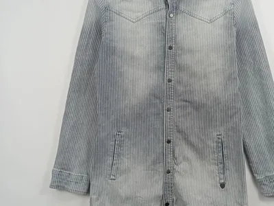 ZHRILL Damen Hemdblusenkleid Jeanskleid Gr. 38/M Blau Gestreift Casual